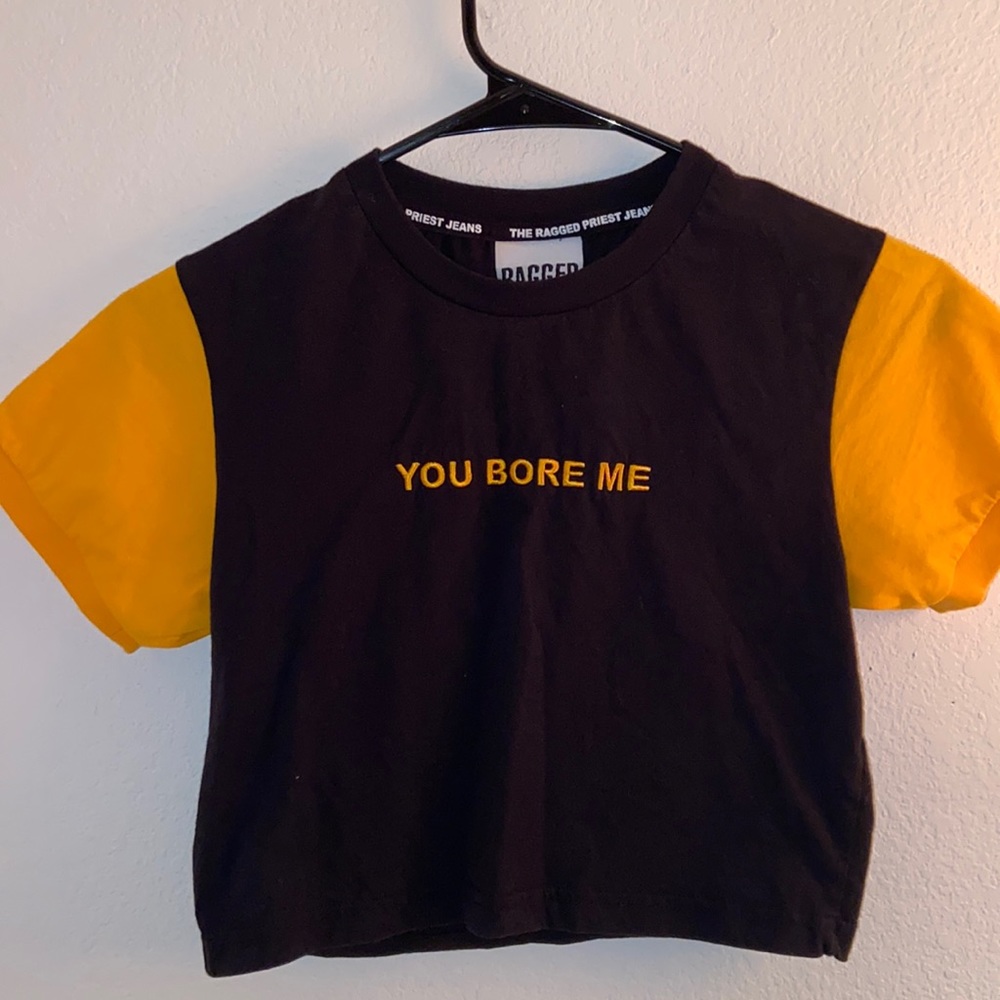 Black and yellow crop top